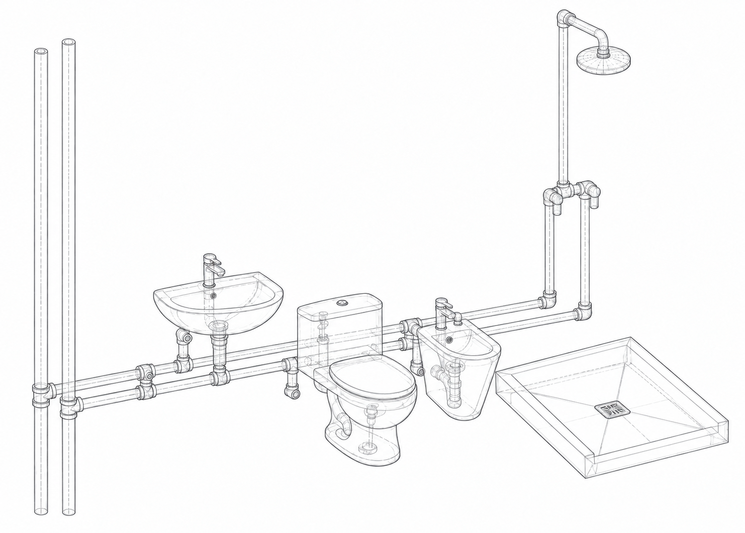 Original bathroom line drawing